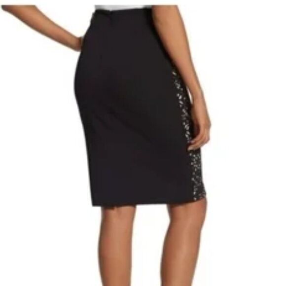 Chico's Pencil Skirt Size 0 Size 4 Cutwork Black & Nude - Picture 2 of 16